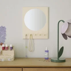 Modern Dorm Mirror with Hooks