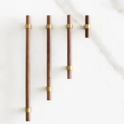 Modernist Wood & Antique Brass Hardware