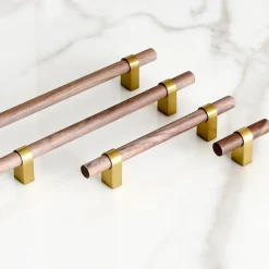 Modernist Wood & Antique Brass Hardware