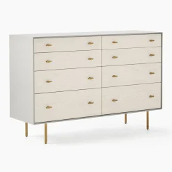 Modernist Wood & Lacquer 8-Drawer Dresser (58") - Winter Wood