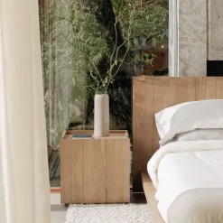 Modern Paneled Wood Nightstand (18")