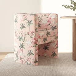 Modern Rounded Upholstered Back Chair