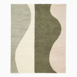 Modern Wave Shag Wool Rug