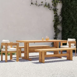 Monterey Outdoor Teak Extendable Dining Table (77"–107"), Benches & Dining Chairs Set