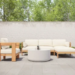 Monterey Outdoor Teak 2-Piece Chaise Sectional, Lounge Chair & Kos Coffee Table (36") Set