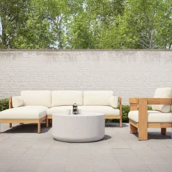 Monterey Outdoor Teak 2-Piece Chaise Sectional, Lounge Chair & Kos Coffee Table (36") Set