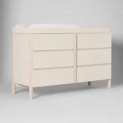 Moon 6-Drawer Wide Dresser with Removable Topper (54.5")