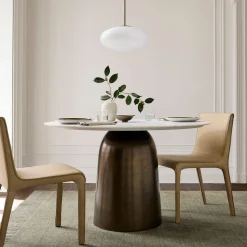 Olina Round Marble Dining Table & Chairs Set