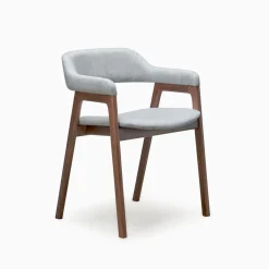 Open Box: Abilene Upholstered Dining Arm Chair - Light Gray, Walnut