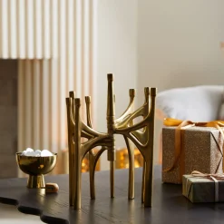 Open Box: Art Deco Menorah - Antique Brass