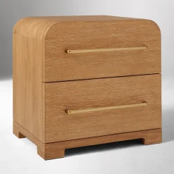 Open Box: Ava Cerused Nightstand (22") - Warm Cerused, Champagne Bronze