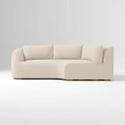 Open Box: Aviana Left Arm Wedge Return Sofa Bench - Performance Distressed Velvet Sand, Cool Walnut
