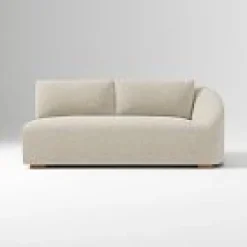 Open Box: Aviana Right-Arm 2 Seater Sofa Bench - Performance Yarn Dyed Linen Weave Oatmeal, Cool Walnut