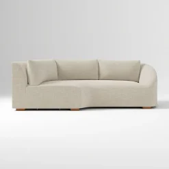 Open Box: Aviana Right-Arm Wedge Return Sofa - Performance Yarn Dyed Linen Weave Oatmeal, Cool Walnut