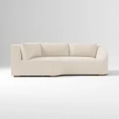 Open Box: Aviana Right-Arm Wedge Return Sofa Bench - Performance Basket Slub Sand, Cool Walnut