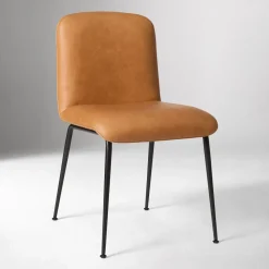 Open Box: Bennie Dining Chair - Ludlow Leather Sesame, Textured Dark Bronze