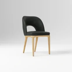 Open Box: Boerum Leather Dining Chair - Ludlow Leather Black, Blonde