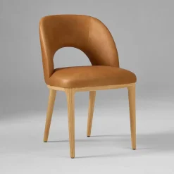 Open Box: Boerum Leather Dining Chair - Ludlow Leather Sesame, Blonde