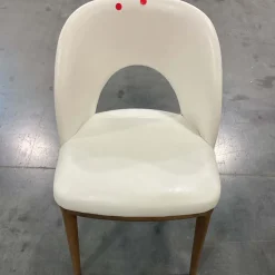 Open Box: Boerum Leather Dining Chair - Vegan Leather Snow, Burnt Wax