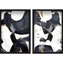 Open Box: Bold Stroke & Strides Framed Wall Art (31"W x 46"H), Set of 2 - Black