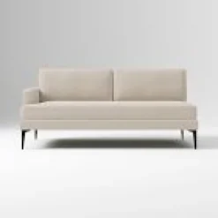Open Box: Build Your Own - Andes Petite Sectional, Left-Arm 2.5 Seater Sofa - Performance Velvet Sand, Dark Pewter Legs