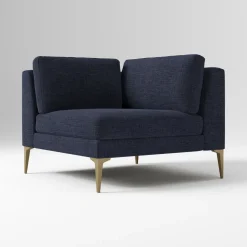 Open Box: Build Your Own Andes Sectional, Corner - Performance Distressed Velvet Midnight, Blackened Brass