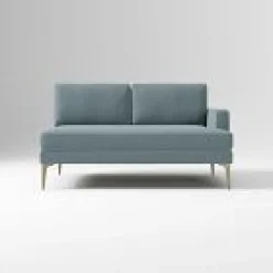 Open Box: Build Your Own Andes Sectional, Right- Arm 2 Seater Sofa - Performance Velvet Ocean, Blackened Brass