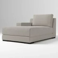 Open Box: Build Your Own - Dalton Sectional, Left-Arm Chaise - Performance Distressed Velvet Dune, Black Finish