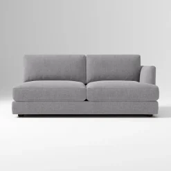Open Box: Build Your Own Haven Sectional (Extra Deep), Right Arm 2 Seater Sofa - Performance Distressed Velvet Storm Gray