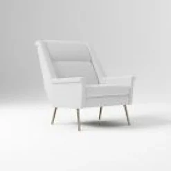 Open Box: Carlo Highback Chair (29") - Performance Velvet Frost Gray, Brass