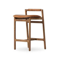 Open Box: Caton Leather Counter Stool (26") - Tobacco Leather Haven