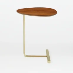 Open Box: Charley C-Side Table (19") - Walnut, Antique Brass