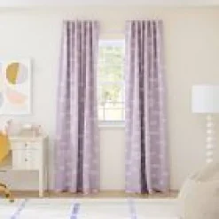 Open Box: Clipped Blocks Blackout Curtain (48"W x 96"L) - Lavender