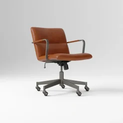 Open Box: Cooper Mid-Century Office Chair - Saddle Leather Nut, Dark Bronze