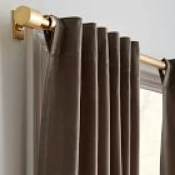 Open Box: Cotton Velvet Blackout Curtain (48"W x 84"L) - Mocha