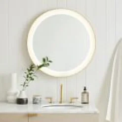 Open Box: Curved Light Up Vanity Mirror (28") - Antique Brass