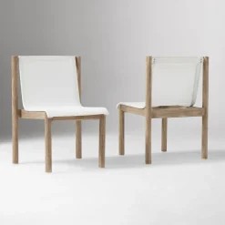 Open Box: Cusco Outdoor Textilene® Stacking Dining Chair (Set of 2) - Weathered Gray
