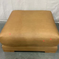 Open Box: Dalton Leather Ottoman - Ludlow Leather, Almond