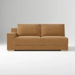 Open Box: Dalton Left-Arm 2 Seater Sofa - Performance Distressed Velvet Honey, Almond