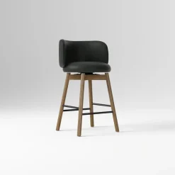 Open Box: Devon Counter Stool (26") - Ludlow Leather Black, Toasted Oak