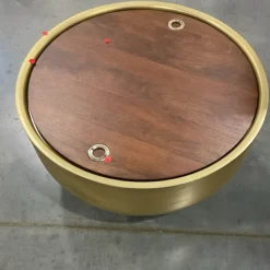 Open Box: Drum Storage Coffee Table (32") - Walnut, Antique Brass