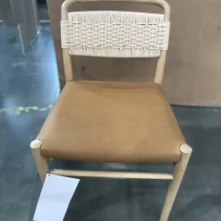 Open Box: Eindhoven Leather Dining Chair - Ludlow Leather Sesame, Blonde