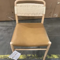 Open Box: Eindhoven Leather Dining Chair - Ludlow Leather Sesame, Blonde