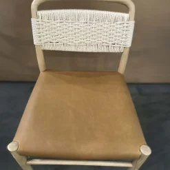 Open Box: Eindhoven Leather Dining Chair - Ludlow Leather Sesame, Blonde