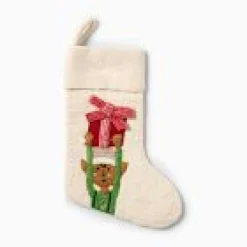 Open Box: Elf Felt Stocking - White