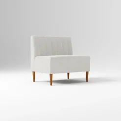 Open Box: Emmett Dining Banquette Armless Single - Performance Yarn Dyed Linen Weave Frost Gray, Acorn