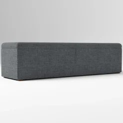 Open Box: Emmett Upholstered Storage Queen Bench (64") - Yarn Dyed Linen Weave Pewter