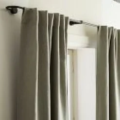 Open Box: European Flax Linen Blackout Curtain (48"W x 84"L) - Celadon Melange