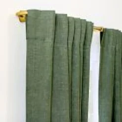Open Box: European Flax Linen Blackout Curtain (96"W x 84"L) - Olive Melange