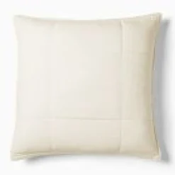 Open Box: European Flax Linen Box Stitch Sham, Euro - Alabaster